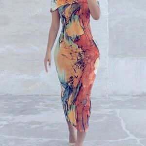 Asymmetrical Neck / Multi Colored Dress ✨